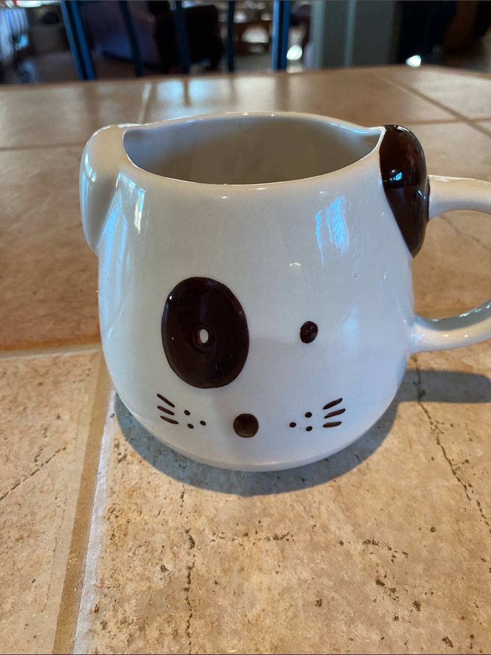 Cute Dog Face Ceramic Mug in White and Brown